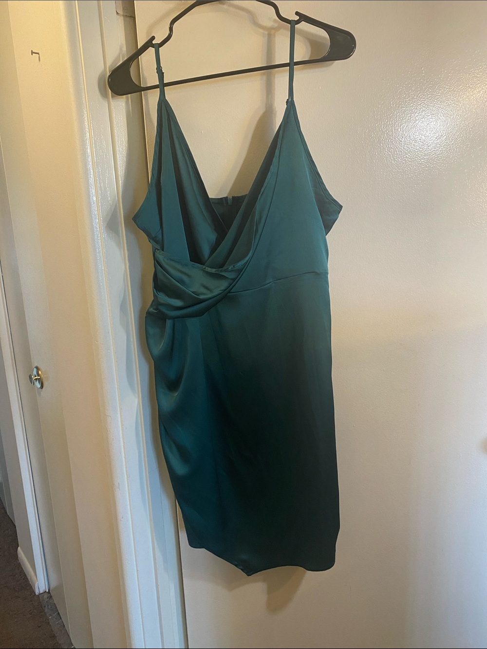 Slip-Style Teal Green Satin Dress